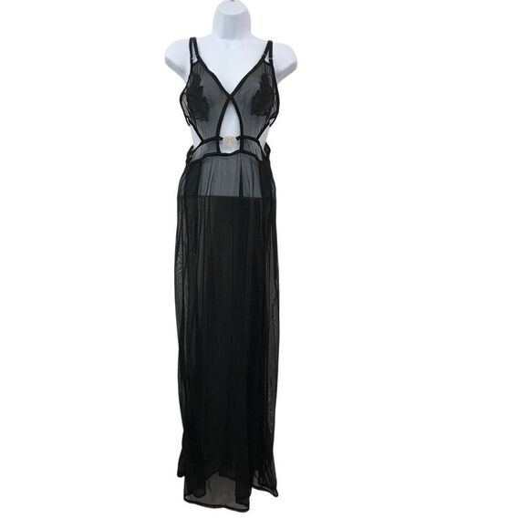 Bluebella Ophelia Long Unlined Chemise Black Size 10 Adjustable - Picture 1 of 6